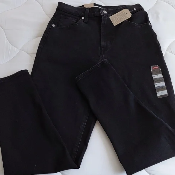 Levi's High Waisted Mom Jeans Flash Black Sz 26 Nwt - Picture 5 of 12
